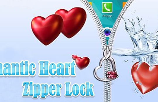 romantic heart zipper lock.