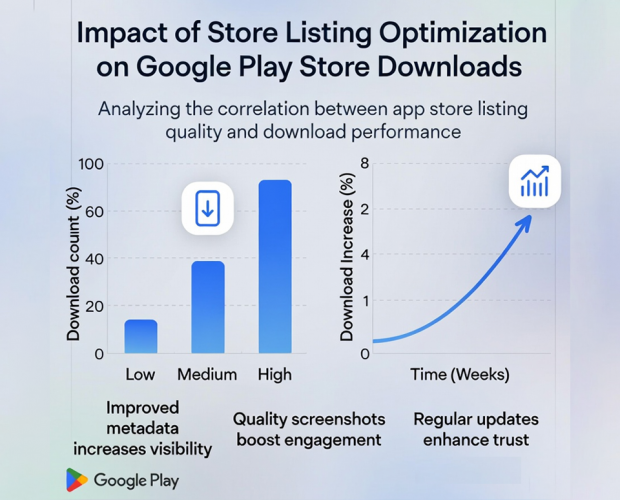 What is the impact of store listing on your Downloads for Google play store?